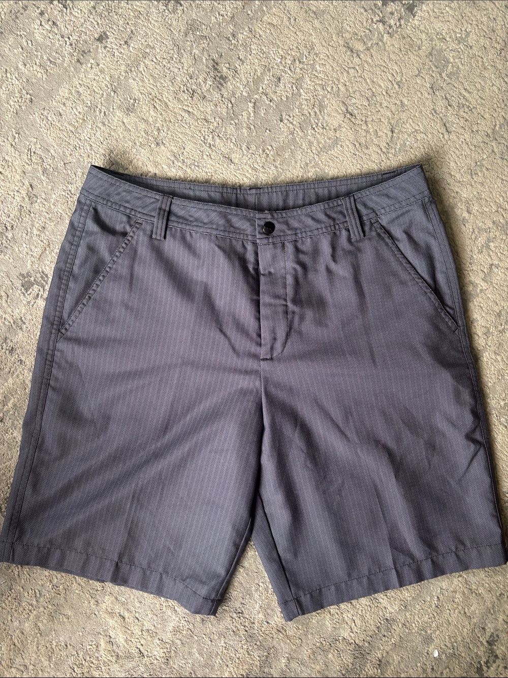 Puma Men's Gray Pinstripe Flat-Front Shorts